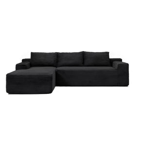English Elm 97'' Modular Corduroy Sectional with Deep Seat Cushions for Spacious Living Rooms Black - A W1117P457738