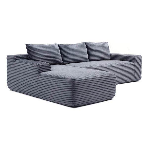 English Elm 97'' Modular Corduroy Sectional with Deep Seat Cushions for Spacious Living Rooms Grey - A W1117P457739