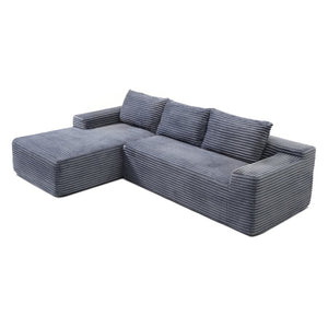 English Elm 97'' Modular Corduroy Sectional with Deep Seat Cushions for Spacious Living Rooms Grey - A W1117P457739