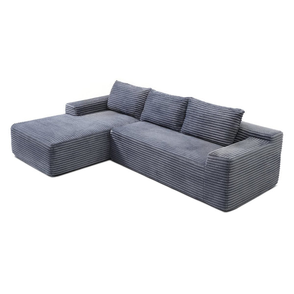 English Elm 97'' Modular Corduroy Sectional with Deep Seat Cushions for Spacious Living Rooms Grey - A W1117P457739