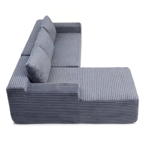 English Elm 97'' Modular Corduroy Sectional with Deep Seat Cushions for Spacious Living Rooms Grey - A W1117P457739