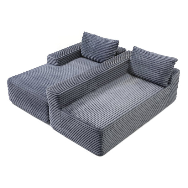 English Elm 97'' Modular Corduroy Sectional with Deep Seat Cushions for Spacious Living Rooms Grey - A W1117P457739