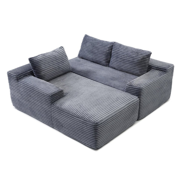 English Elm 97'' Modular Corduroy Sectional with Deep Seat Cushions for Spacious Living Rooms Grey - A W1117P457739