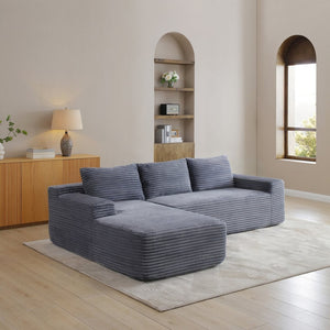English Elm 97'' Modular Corduroy Sectional with Deep Seat Cushions for Spacious Living Rooms Grey - A W1117P457739
