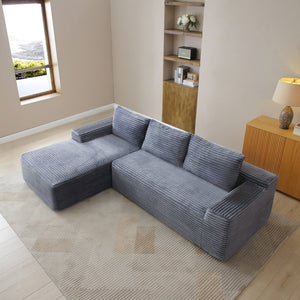 English Elm 97'' Modular Corduroy Sectional with Deep Seat Cushions for Spacious Living Rooms Grey - A W1117P457739