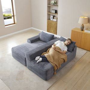 English Elm 97'' Modular Corduroy Sectional with Deep Seat Cushions for Spacious Living Rooms Grey - A W1117P457739