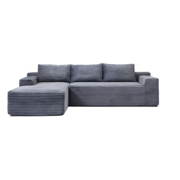 English Elm 97'' Modular Corduroy Sectional with Deep Seat Cushions for Spacious Living Rooms Grey - A W1117P457739