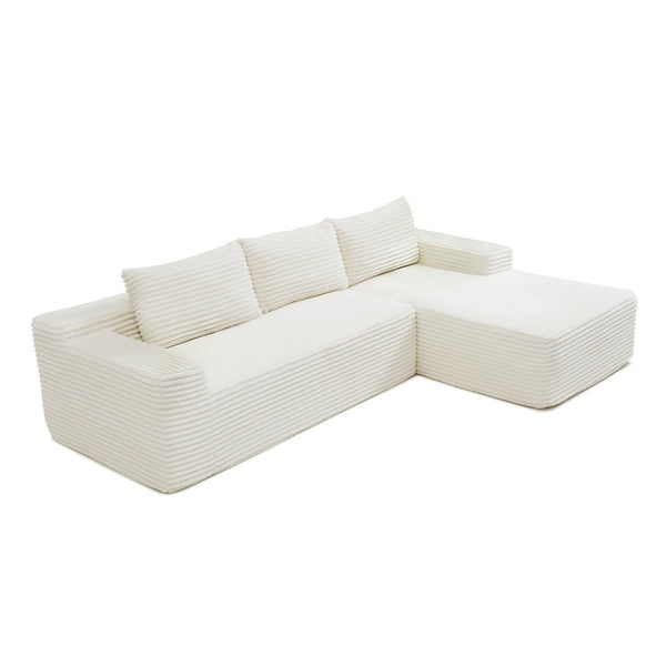 English Elm 97'' Modular Corduroy Sectional with Deep Seat Cushions for Spacious Living Rooms Beige - B W1117P457741