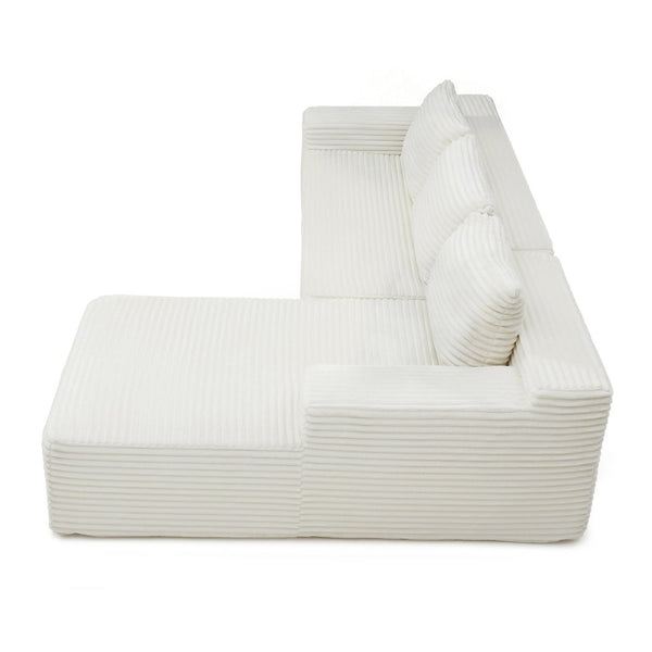 English Elm 97'' Modular Corduroy Sectional with Deep Seat Cushions for Spacious Living Rooms Beige - B W1117P457741