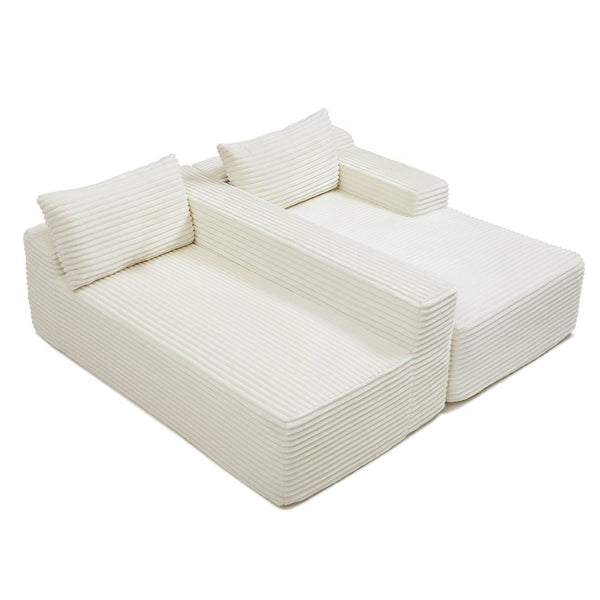 English Elm 97'' Modular Corduroy Sectional with Deep Seat Cushions for Spacious Living Rooms Beige - B W1117P457741