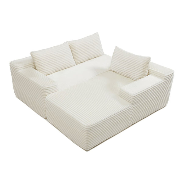 English Elm 97'' Modular Corduroy Sectional with Deep Seat Cushions for Spacious Living Rooms Beige - B W1117P457741