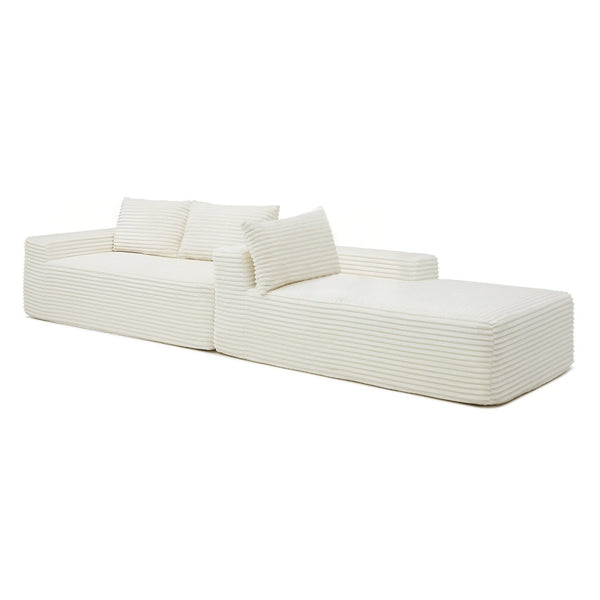English Elm 97'' Modular Corduroy Sectional with Deep Seat Cushions for Spacious Living Rooms Beige - B W1117P457741