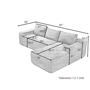 English Elm 97'' Modular Corduroy Sectional with Deep Seat Cushions for Spacious Living Rooms Beige - B W1117P457741