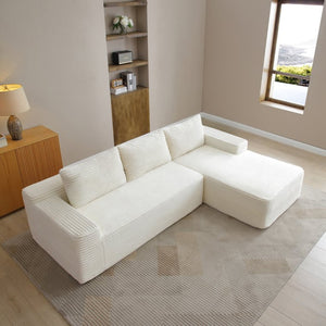 English Elm 97'' Modular Corduroy Sectional with Deep Seat Cushions for Spacious Living Rooms Beige - B W1117P457741