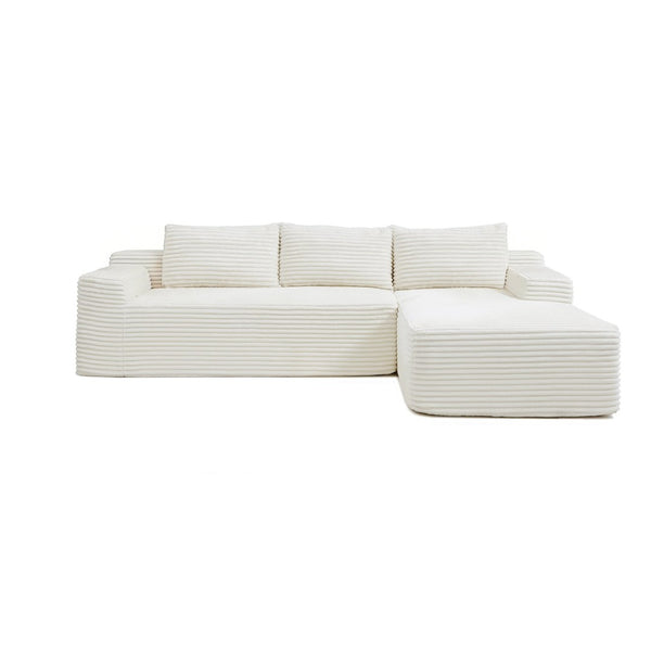 English Elm 97'' Modular Corduroy Sectional with Deep Seat Cushions for Spacious Living Rooms Beige - B W1117P457741