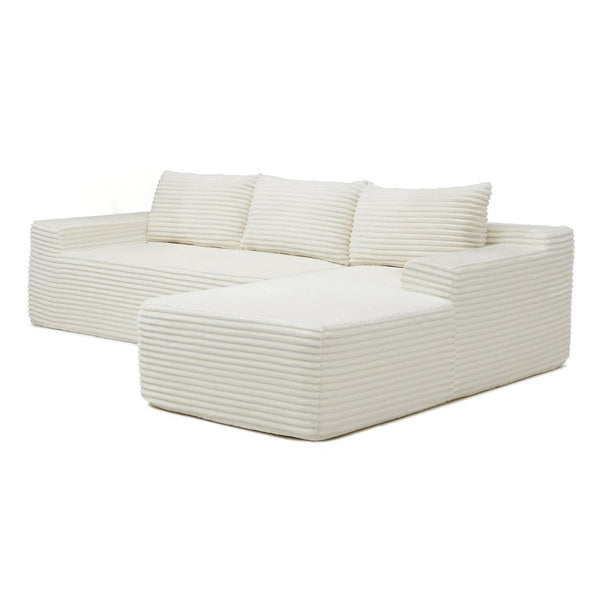 English Elm 97'' Modular Corduroy Sectional with Deep Seat Cushions for Spacious Living Rooms Beige - B W1117P457741