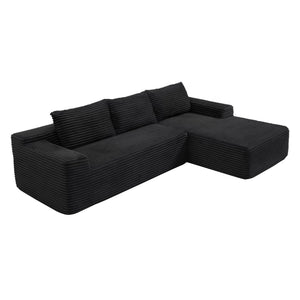 English Elm 97'' Modular Corduroy Sectional with Deep Seat Cushions for Spacious Living Rooms Black - B W1117P457742