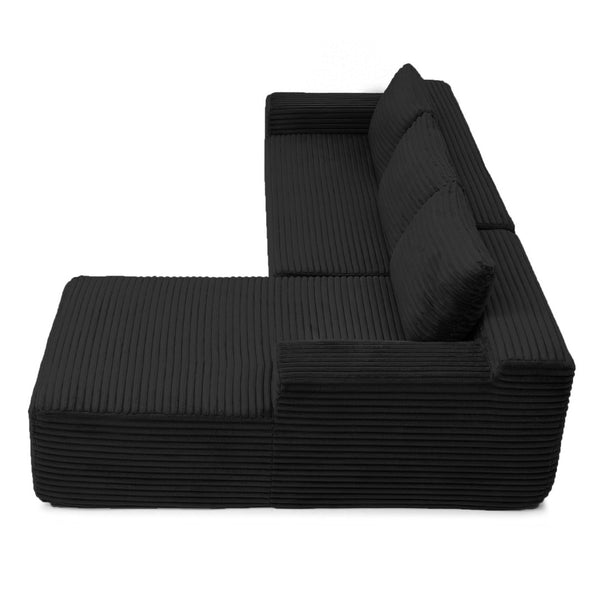 English Elm 97'' Modular Corduroy Sectional with Deep Seat Cushions for Spacious Living Rooms Black - B W1117P457742