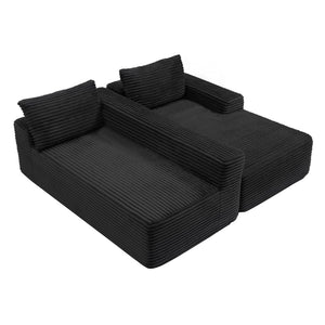 English Elm 97'' Modular Corduroy Sectional with Deep Seat Cushions for Spacious Living Rooms Black - B W1117P457742