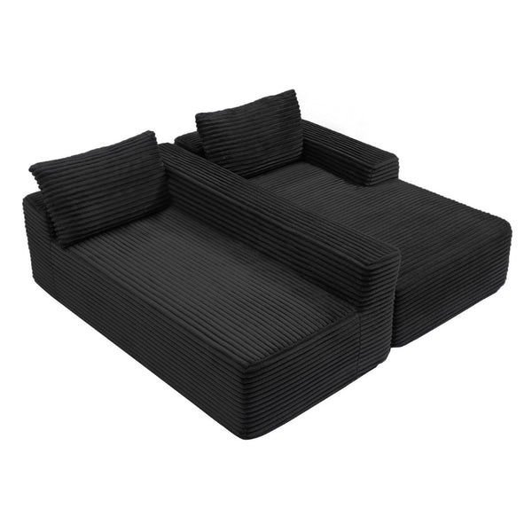 English Elm 97'' Modular Corduroy Sectional with Deep Seat Cushions for Spacious Living Rooms Black - B W1117P457742