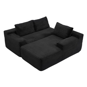 English Elm 97'' Modular Corduroy Sectional with Deep Seat Cushions for Spacious Living Rooms Black - B W1117P457742