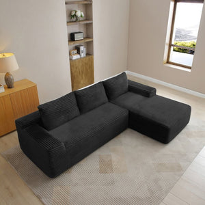 English Elm 97'' Modular Corduroy Sectional with Deep Seat Cushions for Spacious Living Rooms Black - B W1117P457742