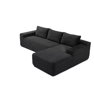 English Elm 97'' Modular Corduroy Sectional with Deep Seat Cushions for Spacious Living Rooms Black - B W1117P457742