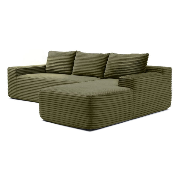 English Elm 97'' Modular Corduroy Sectional with Deep Seat Cushions for Spacious Living Rooms Green - A W1117P457743