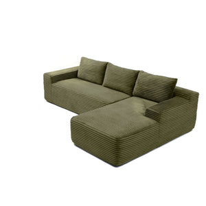 English Elm 97'' Modular Corduroy Sectional with Deep Seat Cushions for Spacious Living Rooms Green - A W1117P457743