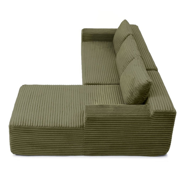 English Elm 97'' Modular Corduroy Sectional with Deep Seat Cushions for Spacious Living Rooms Green - A W1117P457743