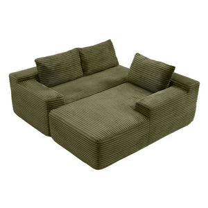 English Elm 97'' Modular Corduroy Sectional with Deep Seat Cushions for Spacious Living Rooms Green - A W1117P457743
