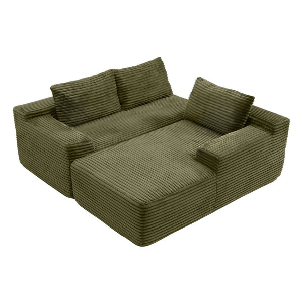 English Elm 97'' Modular Corduroy Sectional with Deep Seat Cushions for Spacious Living Rooms Green - A W1117P457743