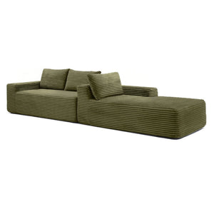 English Elm 97'' Modular Corduroy Sectional with Deep Seat Cushions for Spacious Living Rooms Green - A W1117P457743