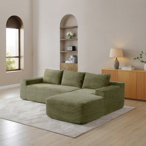 English Elm 97'' Modular Corduroy Sectional with Deep Seat Cushions for Spacious Living Rooms Green - A W1117P457743