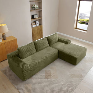 English Elm 97'' Modular Corduroy Sectional with Deep Seat Cushions for Spacious Living Rooms Green - A W1117P457743