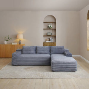 English Elm 97'' Modular Corduroy Sectional with Deep Seat Cushions for Spacious Living Rooms Grey - B W1117P457744