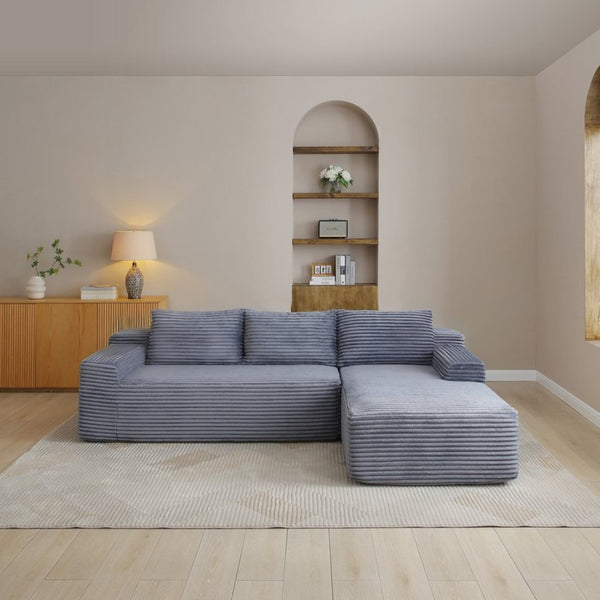 English Elm 97'' Modular Corduroy Sectional with Deep Seat Cushions for Spacious Living Rooms Grey - B W1117P457744