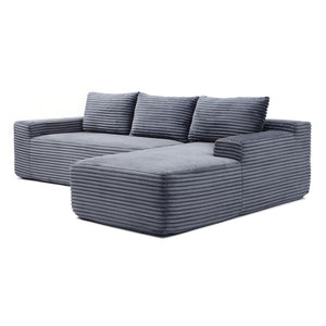 English Elm 97'' Modular Corduroy Sectional with Deep Seat Cushions for Spacious Living Rooms Grey - B W1117P457744