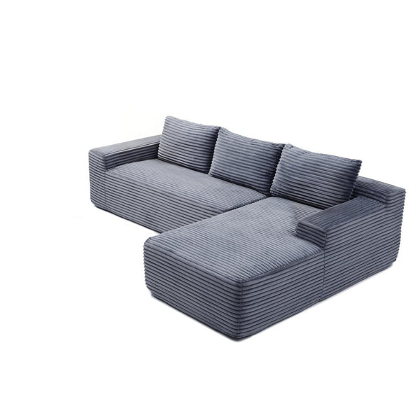 English Elm 97'' Modular Corduroy Sectional with Deep Seat Cushions for Spacious Living Rooms Grey - B W1117P457744