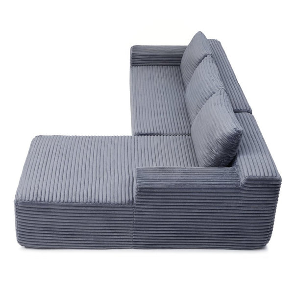 English Elm 97'' Modular Corduroy Sectional with Deep Seat Cushions for Spacious Living Rooms Grey - B W1117P457744