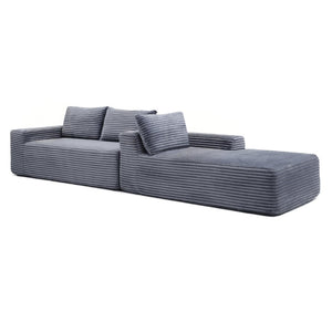 English Elm 97'' Modular Corduroy Sectional with Deep Seat Cushions for Spacious Living Rooms Grey - B W1117P457744