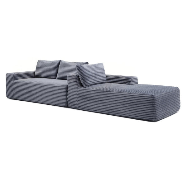 English Elm 97'' Modular Corduroy Sectional with Deep Seat Cushions for Spacious Living Rooms Grey - B W1117P457744