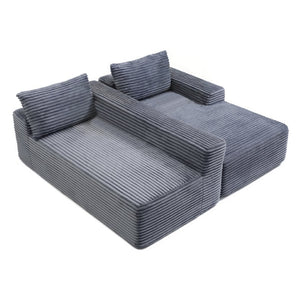 English Elm 97'' Modular Corduroy Sectional with Deep Seat Cushions for Spacious Living Rooms Grey - B W1117P457744