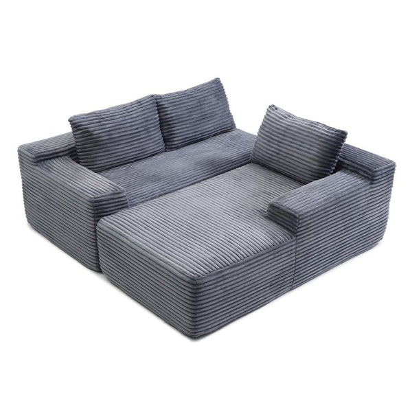 English Elm 97'' Modular Corduroy Sectional with Deep Seat Cushions for Spacious Living Rooms Grey - B W1117P457744