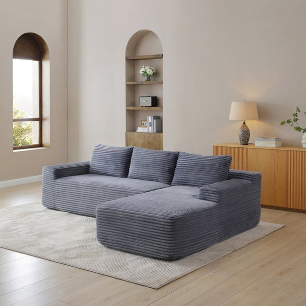 English Elm 97'' Modular Corduroy Sectional with Deep Seat Cushions for Spacious Living Rooms Grey - B W1117P457744