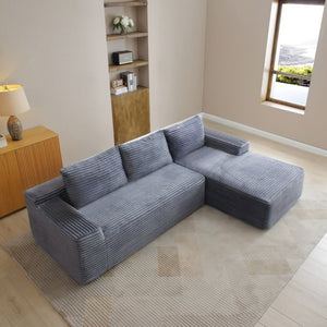 English Elm 97'' Modular Corduroy Sectional with Deep Seat Cushions for Spacious Living Rooms Grey - B W1117P457744