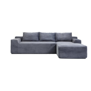 English Elm 97'' Modular Corduroy Sectional with Deep Seat Cushions for Spacious Living Rooms Grey - B W1117P457744