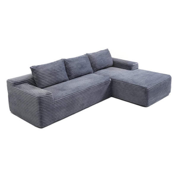 English Elm 97'' Modular Corduroy Sectional with Deep Seat Cushions for Spacious Living Rooms Grey - B W1117P457744