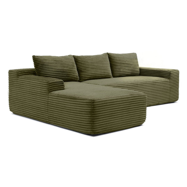 English Elm 97'' Modular Corduroy Sectional with Deep Seat Cushions for Spacious Living Rooms Green - B W1117P457762