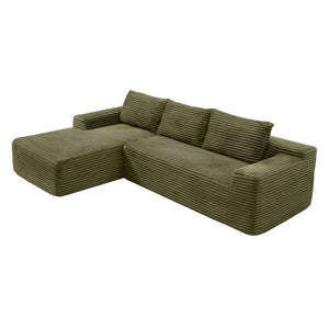 English Elm 97'' Modular Corduroy Sectional with Deep Seat Cushions for Spacious Living Rooms Green - B W1117P457762